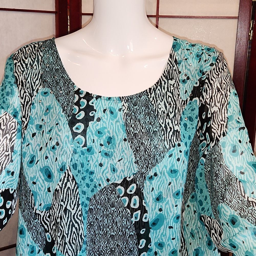 Style & Co. Sheer Layered Multi-Pattern Blouse - Picture 2 of 9